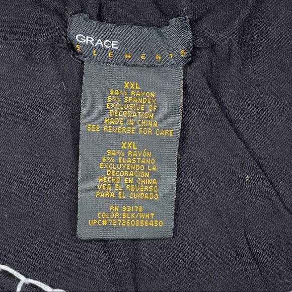 Grace Elements Black White Embroidered Sleeveless Tank Boho Baby Doll Dress XXL - Picture 3 of 5